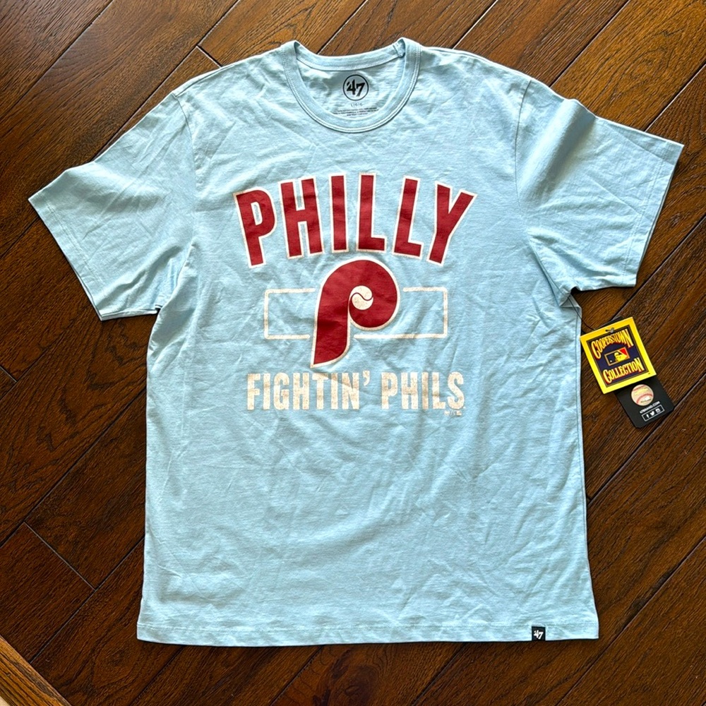 NWT '47 Brand Men's Philadelphia Phillies Gulf Blue/Maroon Tee - Size Large